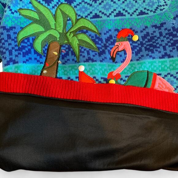 Flamingo Santa Ugly Christmas Sweater Florida Jolly Sweaters Womens LG READ - Picture 6 of 12